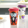 double wall beautiful sublimation ceramic travel mugs with silicone lid